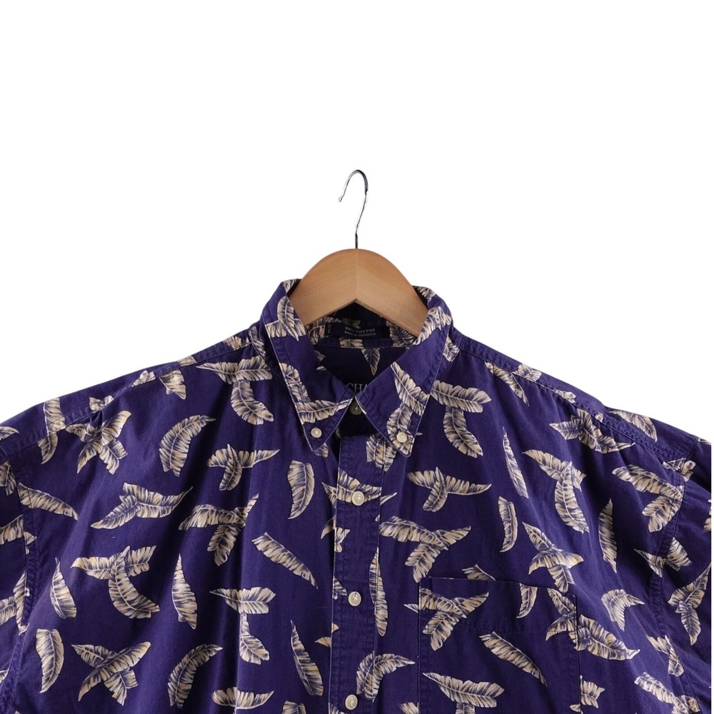 Chaps Ralph Lauren Mens‎ XL Button Down Shirt Tropical Leaf All Over Print